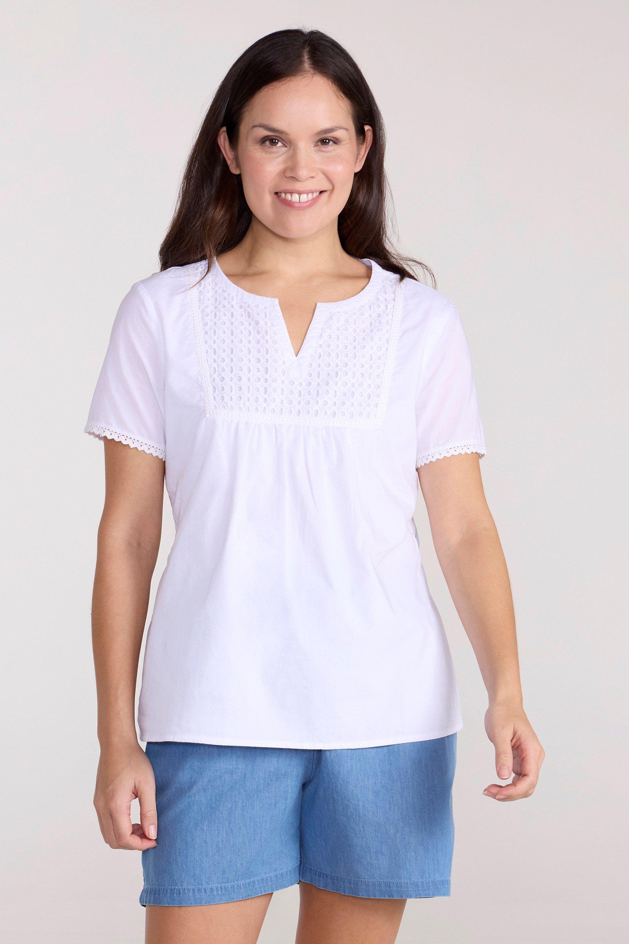 'Paris' Lightweight Short Sleeve Casual V-Neck Embroidered Cotton Top by MOUNTAIN WAREHOUSE