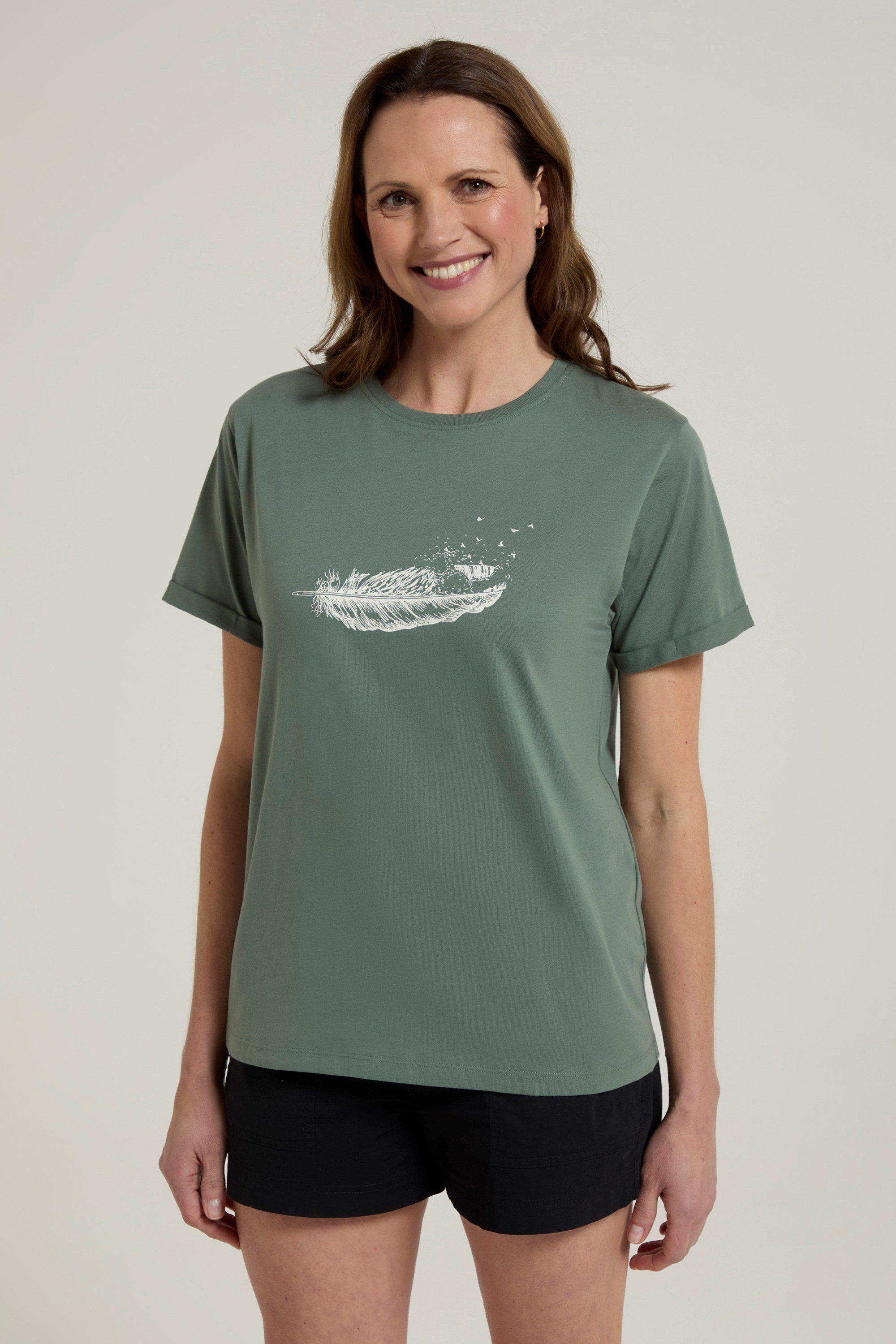 'Wave Feather' Loose Fit Cotton T-Shirt Lightweight Short Sleeve Top by MOUNTAIN WAREHOUSE