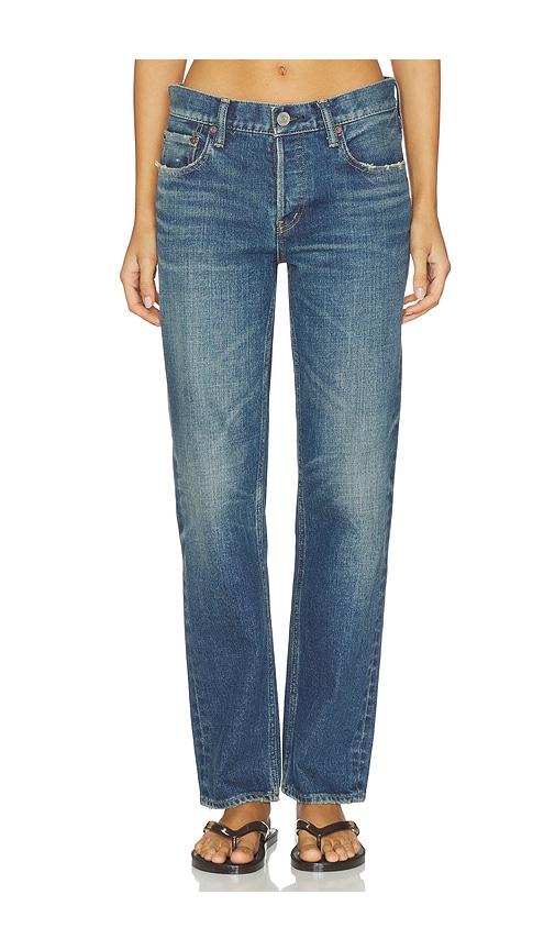 Moussy Vintage Hadley Straight Low Rise Jeans in Blue by MOUSSY VINTAGE