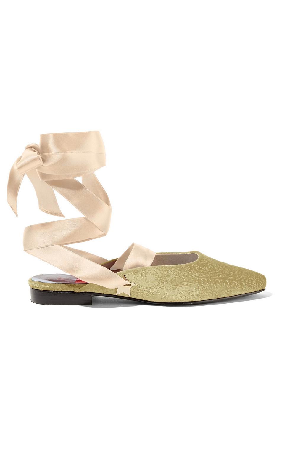 The Morning After embossed velvet flats by MR BY MAN REPELLER