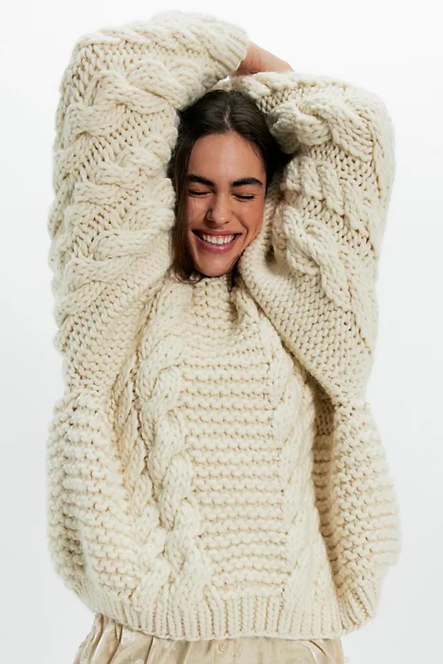 Mr Mittens T Sleeve Cable Knit Wool Sweater by MR MITTENS | FREE PEOPLE