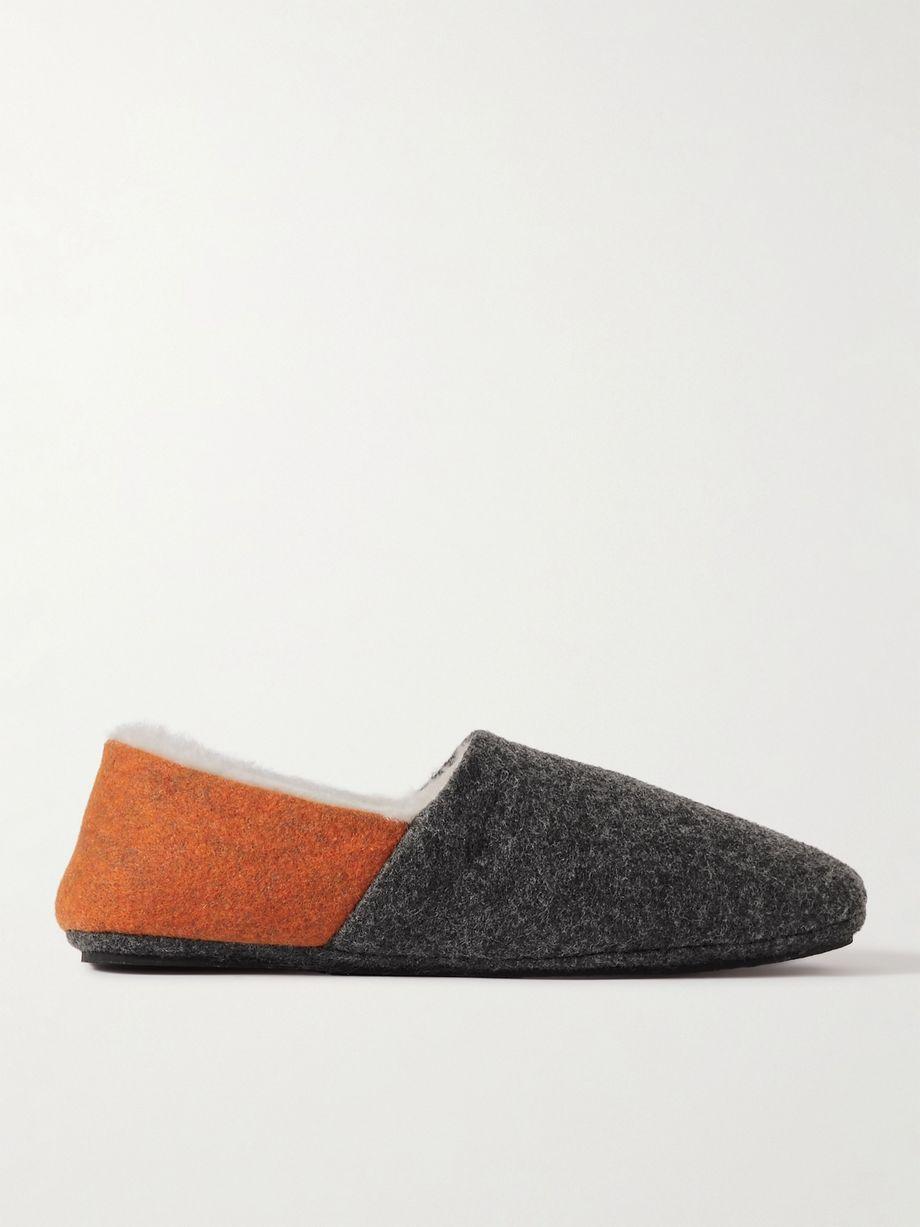 Fleece-Lined Two-Tone Recycled-Felt Slippers by MR P.