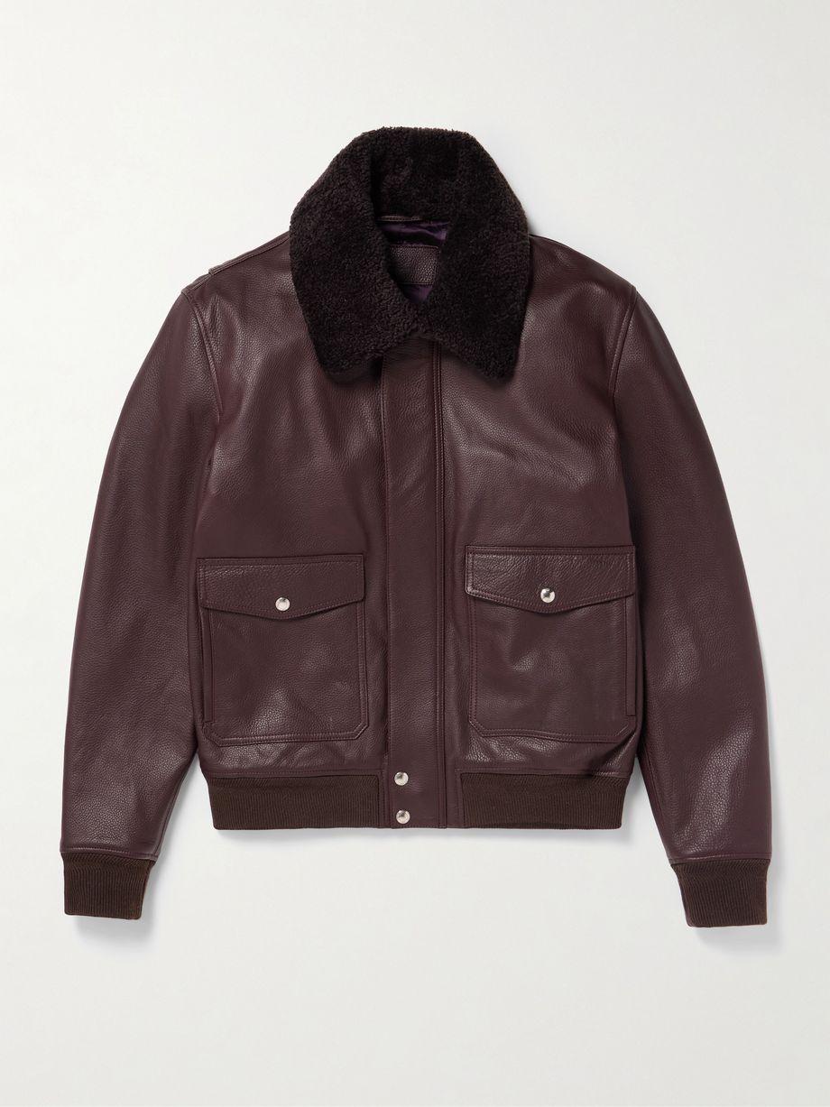 Shearling-Trimmed Full-Grain Leather Blouson Jacket by MR P. Shearling-Trimmed Full-Grain Leather Blouson Jacket by MR P.