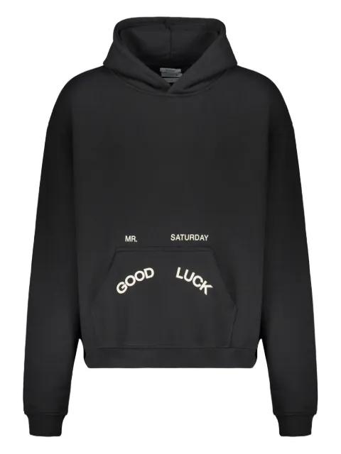 Good Luck logo-print kangaroo-pocket hoodie by MR. SATURDAY