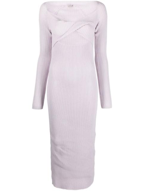 cut-out ribbed knit midi dress by MRZ