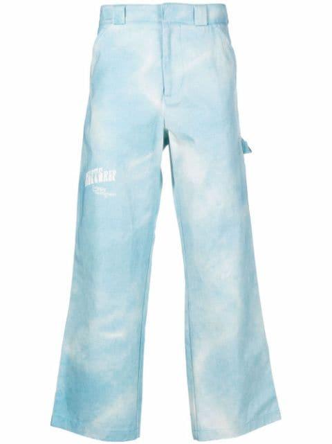 acid-wash flared trousers by MSFTSREP
