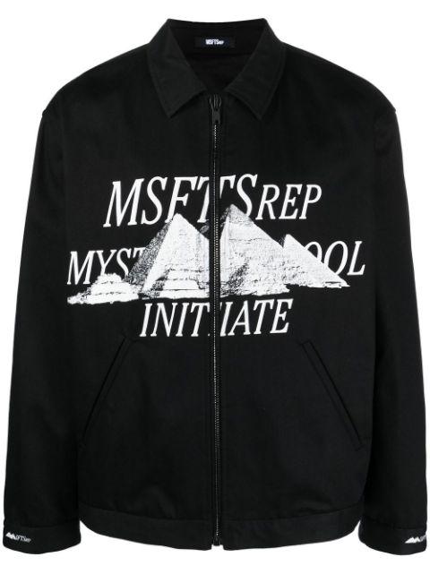 logo-print long-sleeve shirt jacket by MSFTSREP