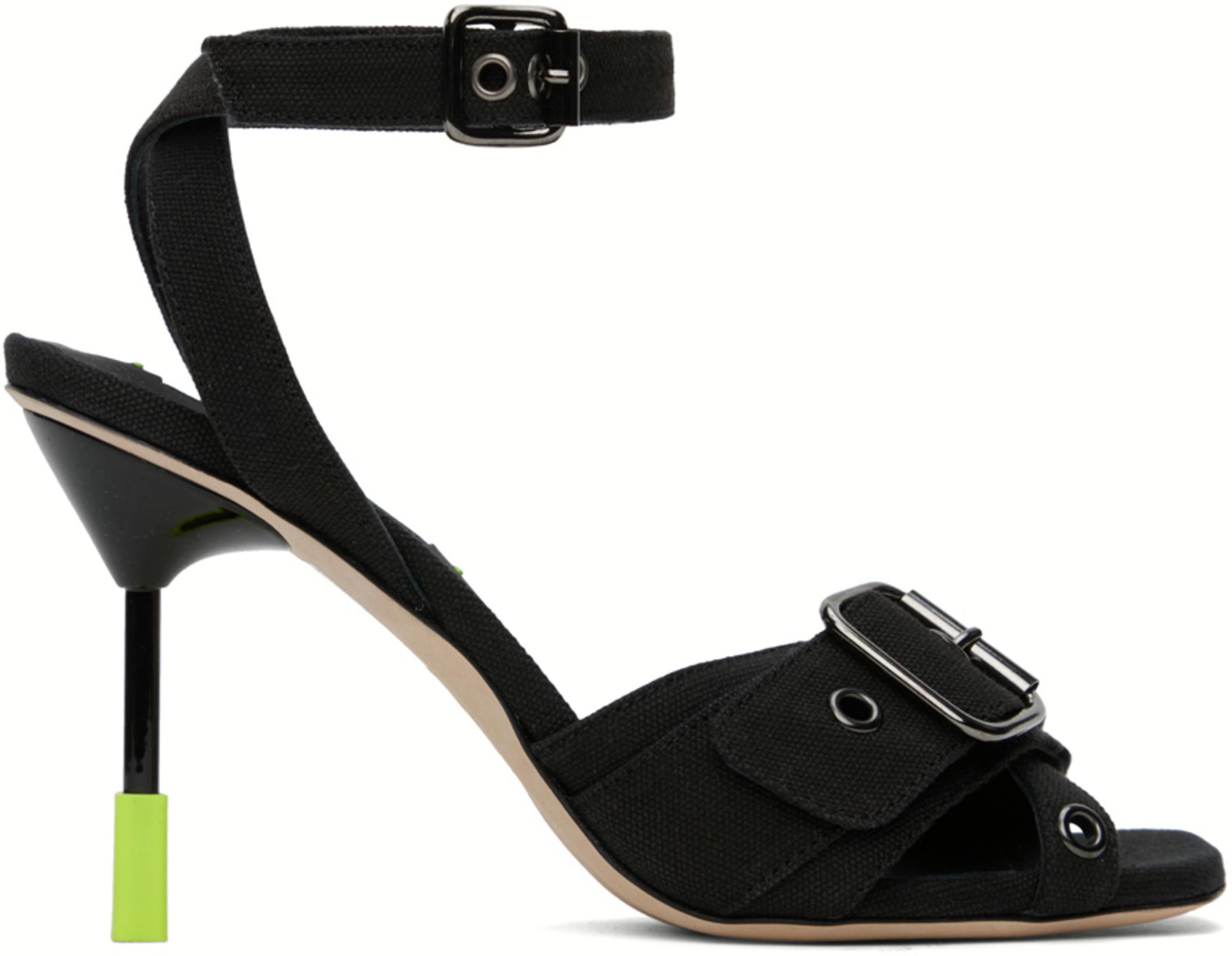 Black 'Iconic MSGM' Heeled Sandals by MSGM