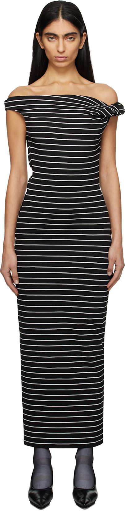 Black & White Striped Midi Dress by MSGM