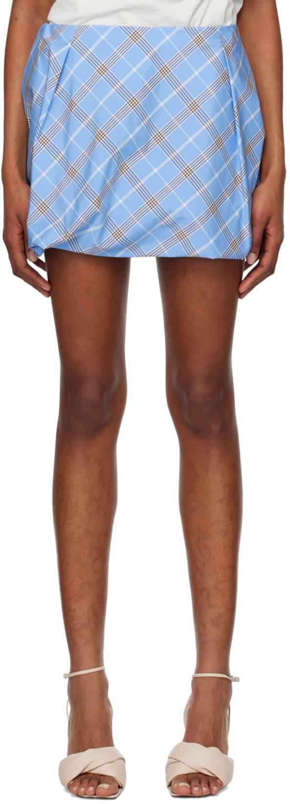 Blue Check Miniskirt by MSGM