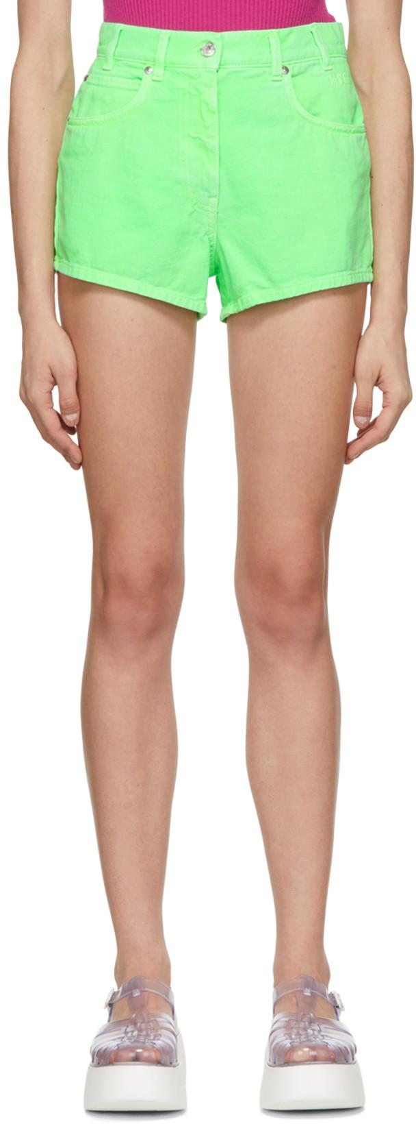 Green Denim Shorts by MSGM