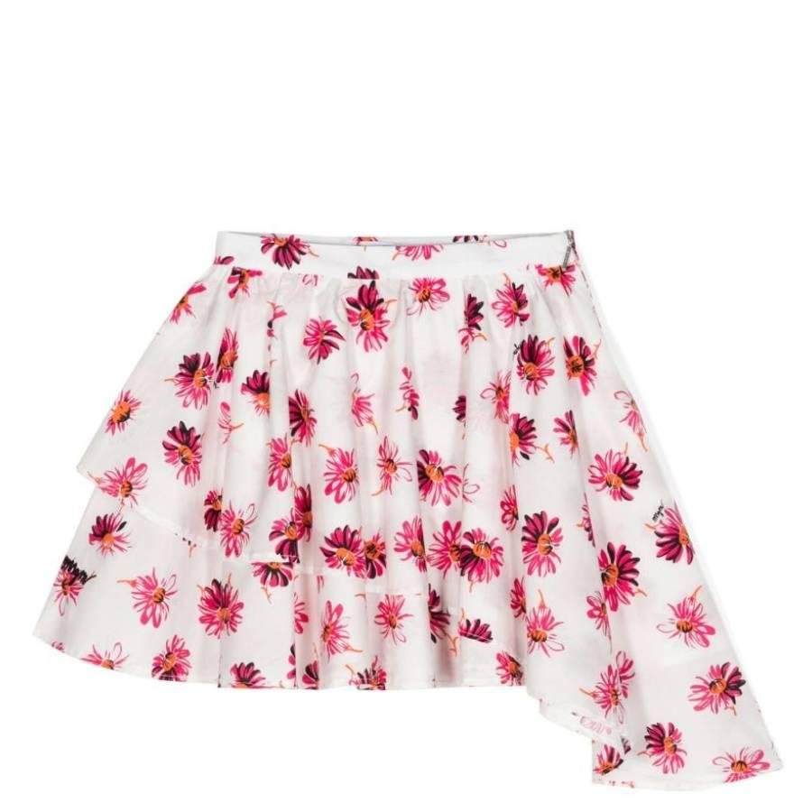 MSGM Girls Floral Print Asymmetric Cotton Skirt by MSGM