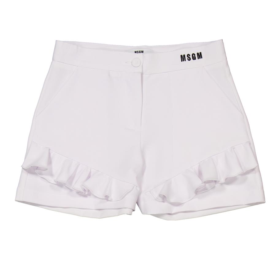 MSGM Girls Ruffle-Detail Embroidered-Logo Shorts by MSGM