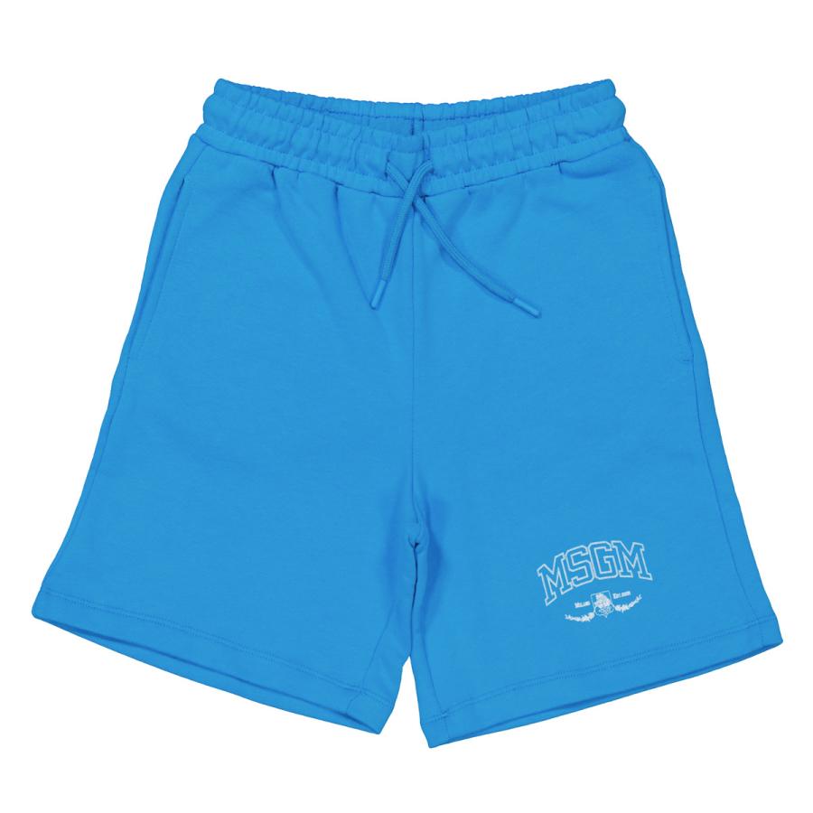 MSGM Kids Turchese Logo Embroidered Shorts by MSGM