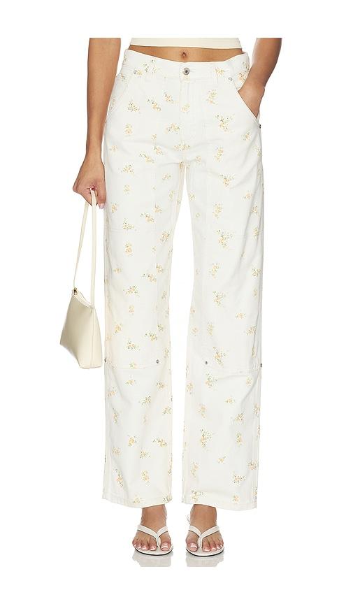 MSGM Printed Straight Leg in White by MSGM
