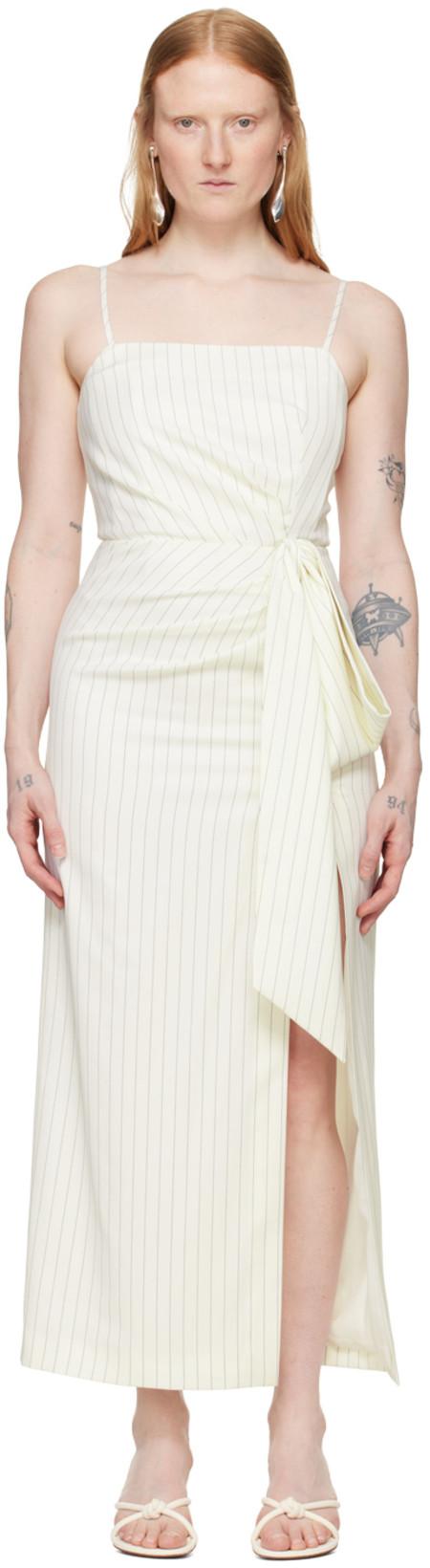 Off-White Pinstripe Maxi Dress by MSGM