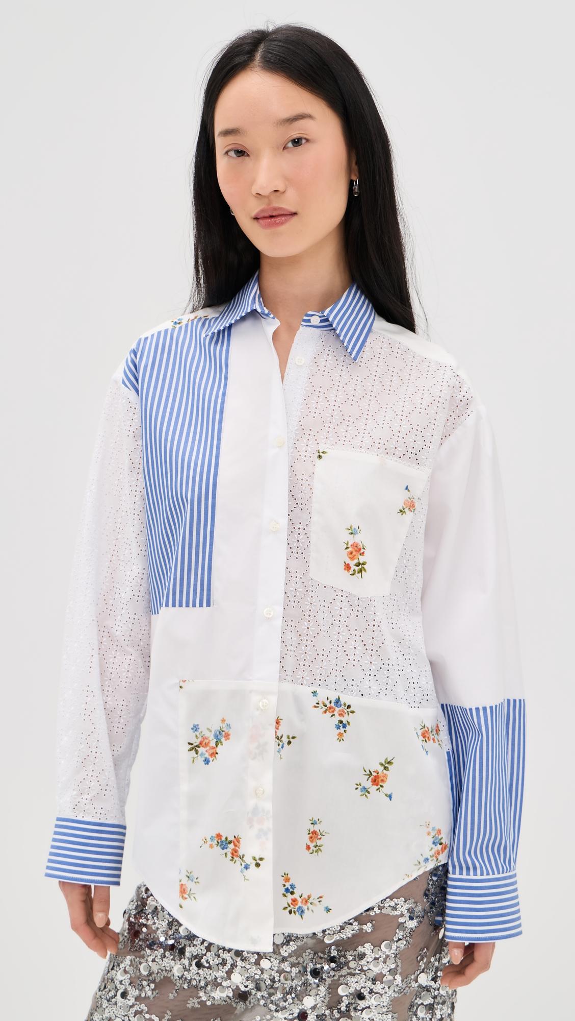 Patchwork Button Down Shirt by MSGM