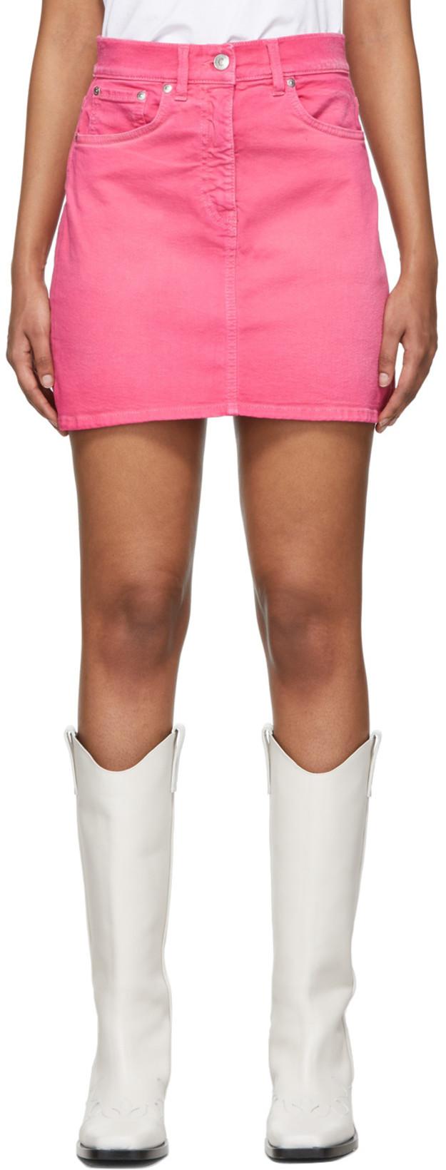 Pink Contrast Logo Miniskirt by MSGM