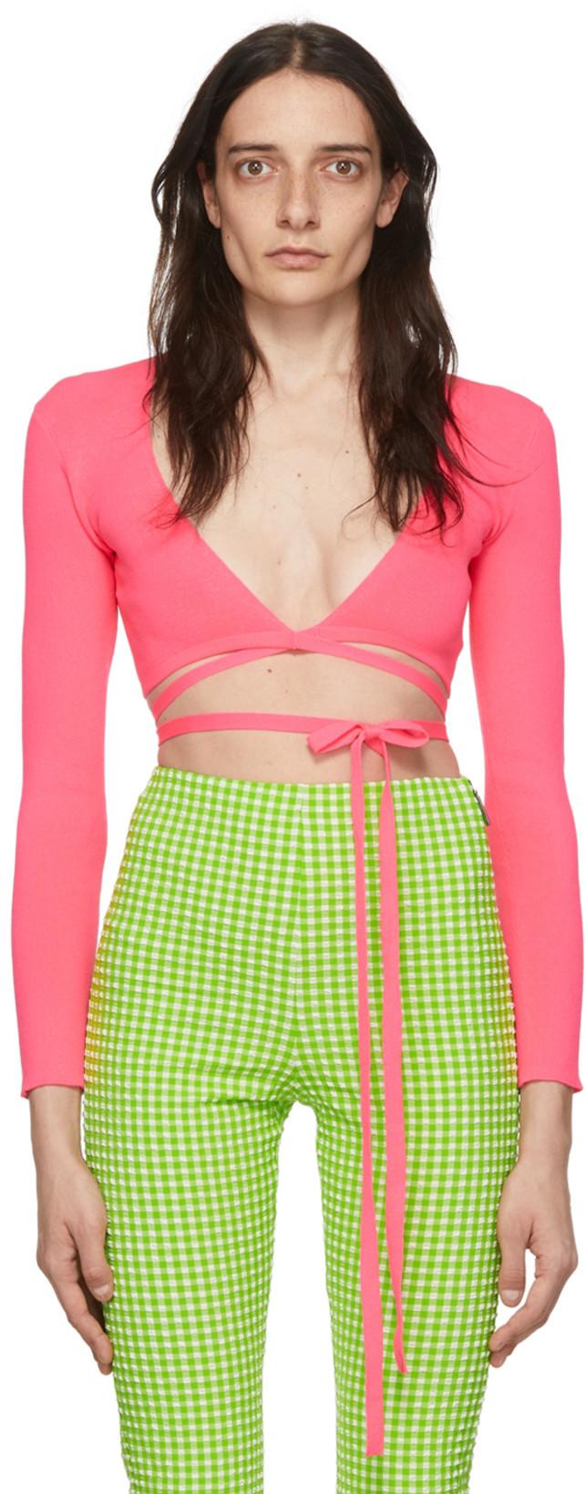Pink Polyester Cardigan by MSGM