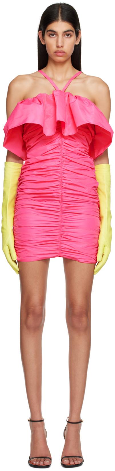 Pink Ruched Minidress by MSGM