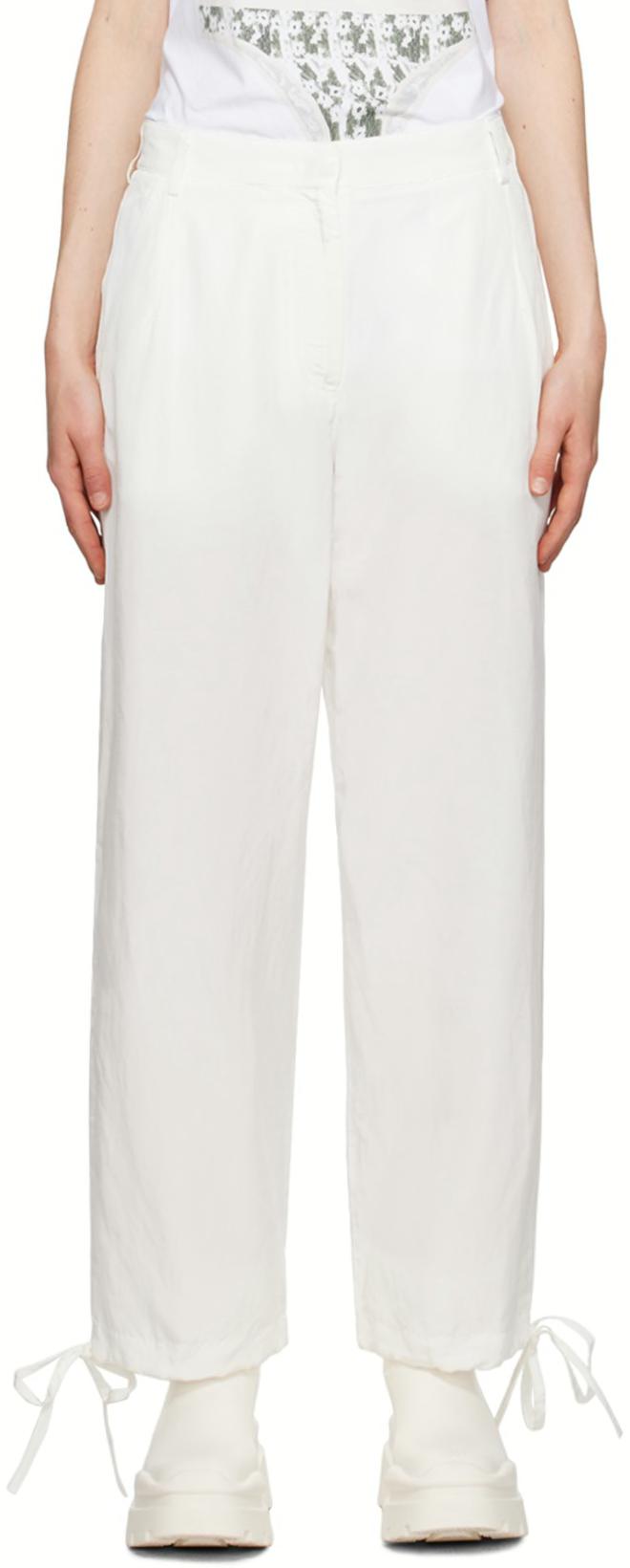 White Drawstring Trousers by MSGM