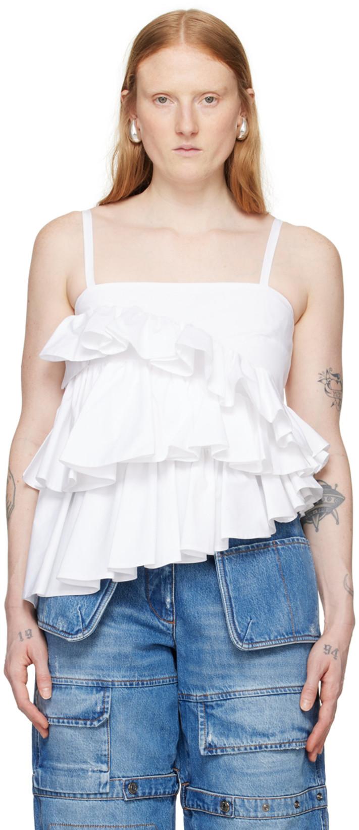 White Ruffled Camisole by MSGM
