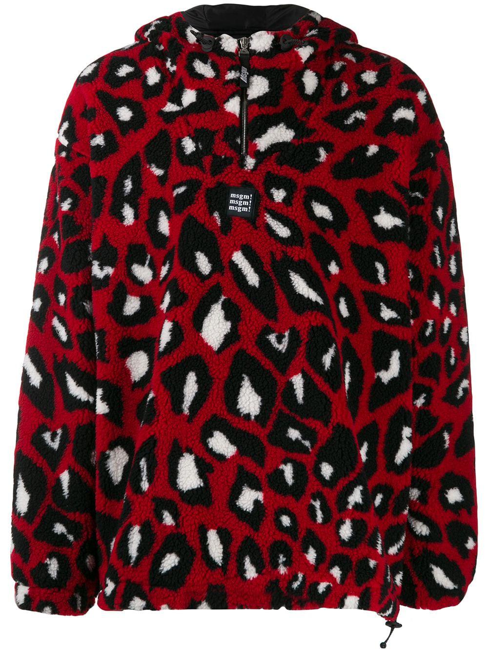 animal print shearling hoodied sweater by MSGM