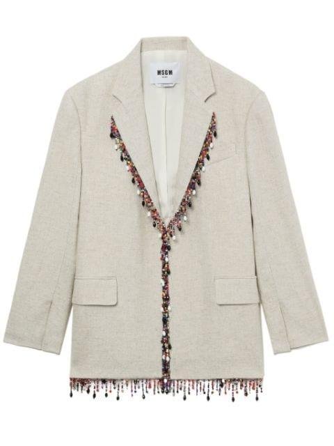 bead-embellished single-breasted blazer by MSGM