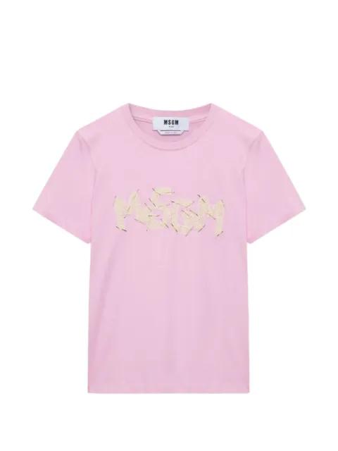 beaded lace-embroidered T-shirt by MSGM