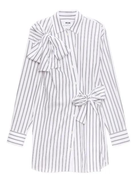 bow-detailed striped shirt dress by MSGM