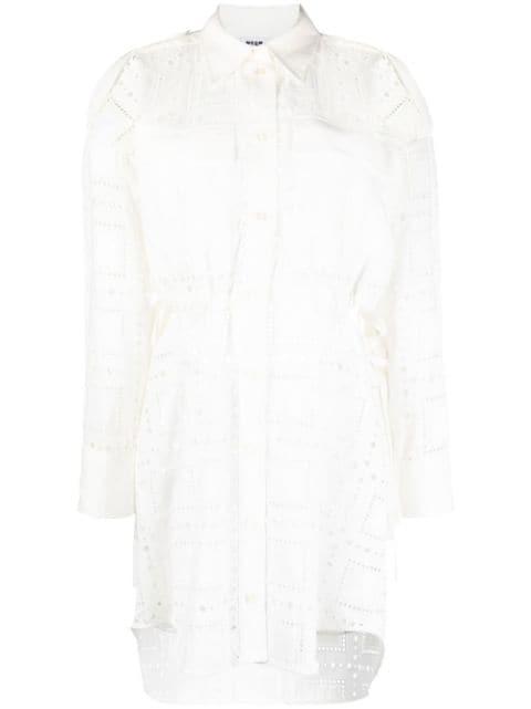 broderie-anglaise cutout shirt-dress by MSGM