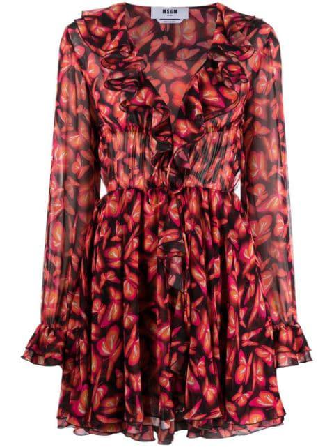 butterfly pattern mini dress by MSGM