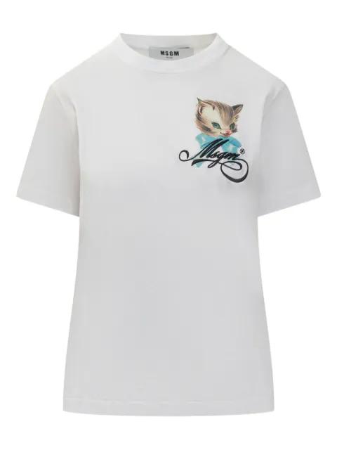 cat-print T-shirt by MSGM
