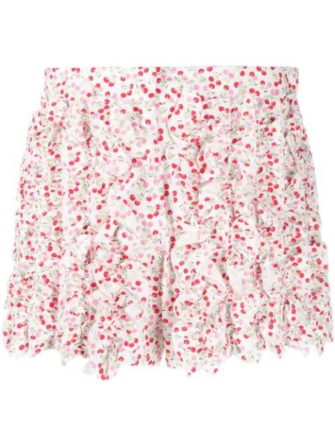 cherry-print ruffled mini shorts by MSGM