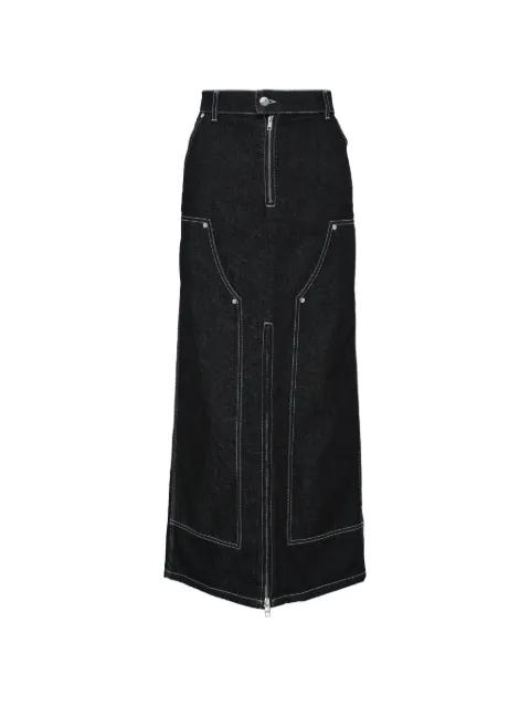 contrast-stitch denim skirt by MSGM