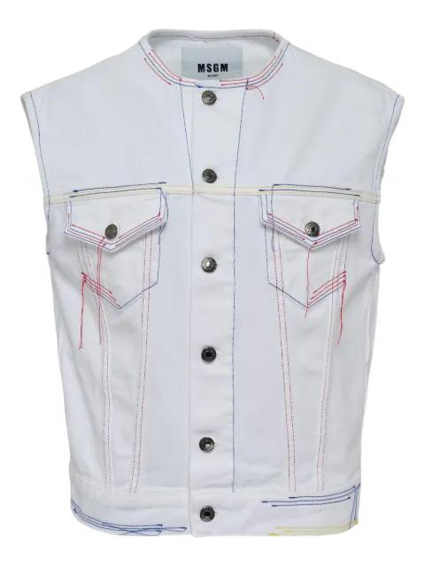 contrast-stitch denim vest by MSGM