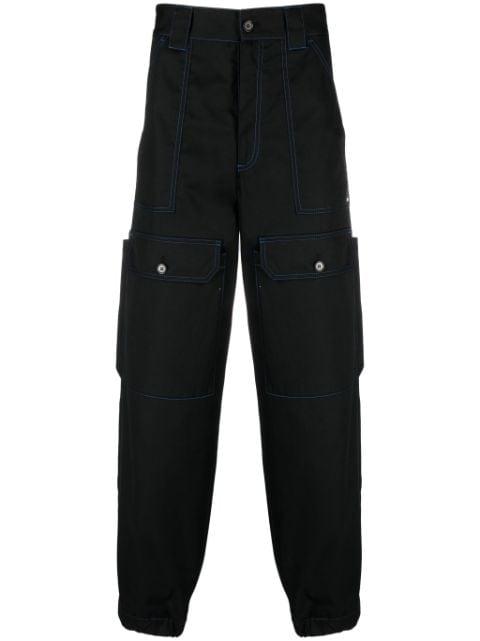 contrasting-stitch logo-patch trousers by MSGM
