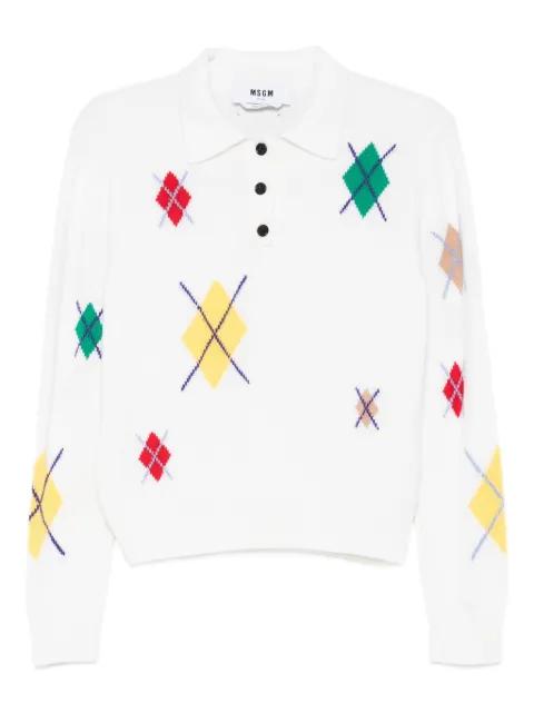diamond-pattern polo-neck sweater by MSGM