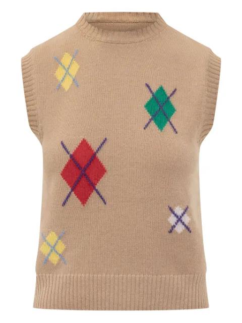 diamond-pattern sleeveless top by MSGM