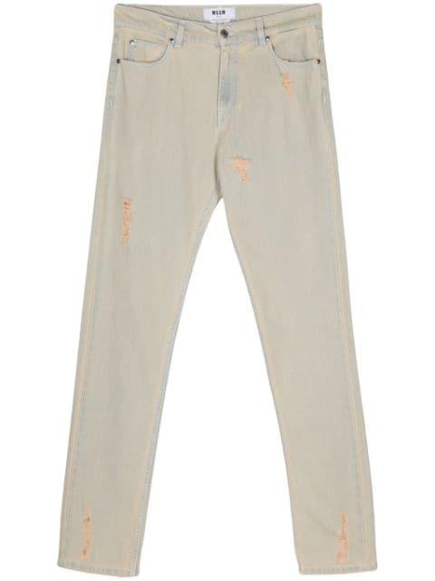 distressed straight-leg jeans by MSGM