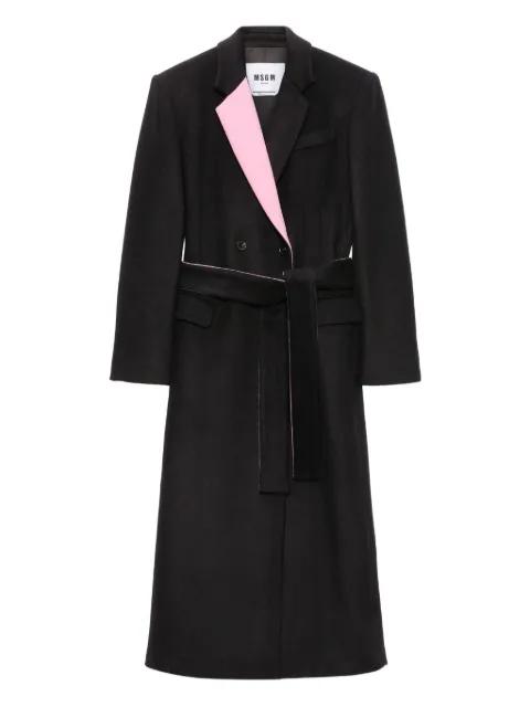 double-breasted belted coat by MSGM