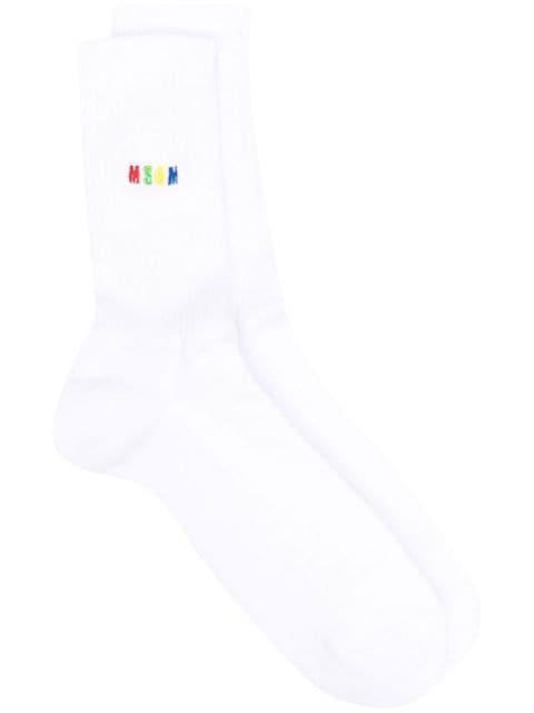 embroidered-logo detail socks by MSGM