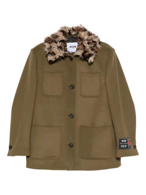 faux-fur collar coat by MSGM