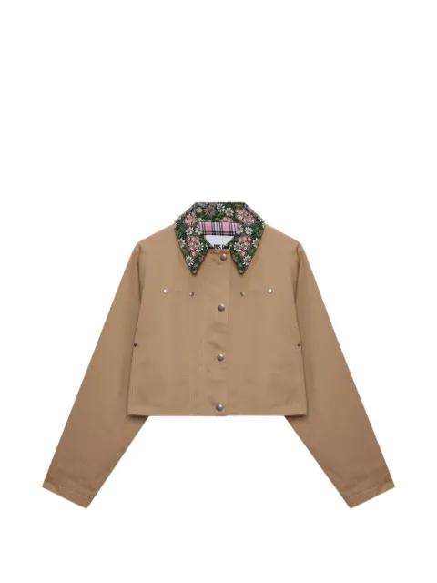 floral-collar cropped jacket by MSGM