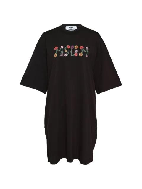 floral-embroidered T-shirt dress by MSGM