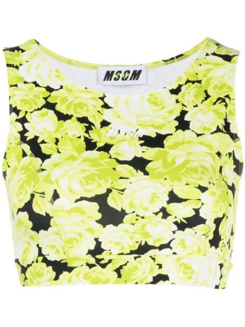 floral-print cropped vest by MSGM