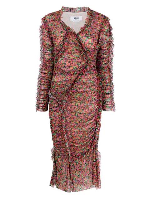 floral-print midi dress by MSGM