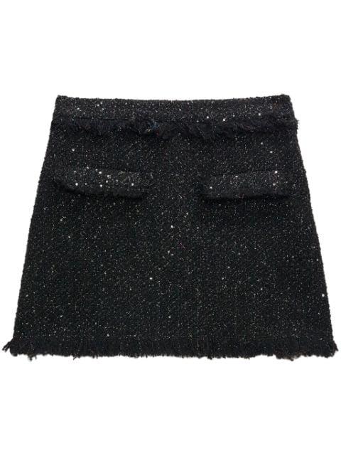frayed-trim bouclé miniskirt by MSGM