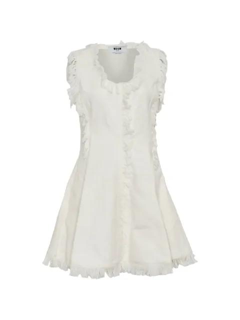 frayed-trim textured mini dress by MSGM