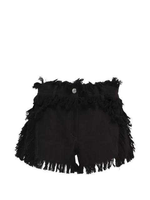 fringe-trimmed denim shorts by MSGM